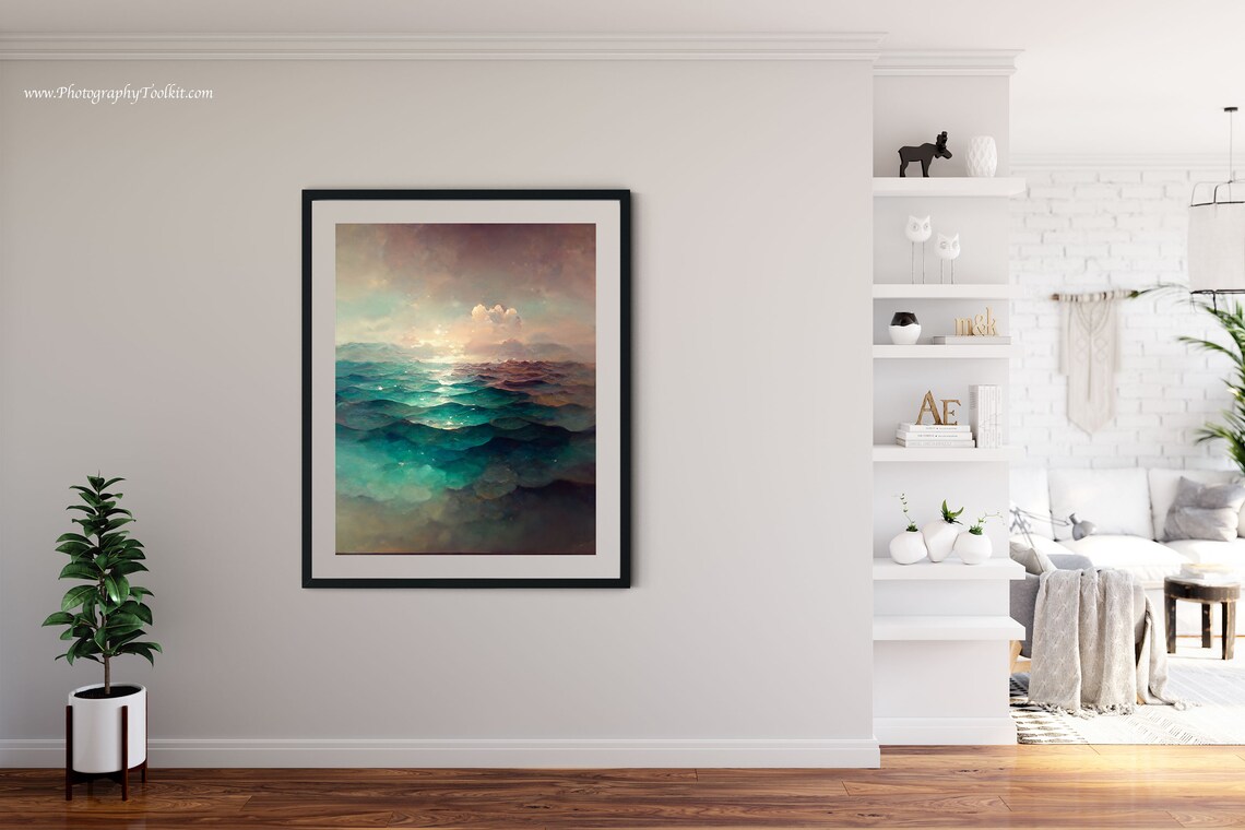 Ocean Waves Art Print, Soft Coastal Landscape - Image 4