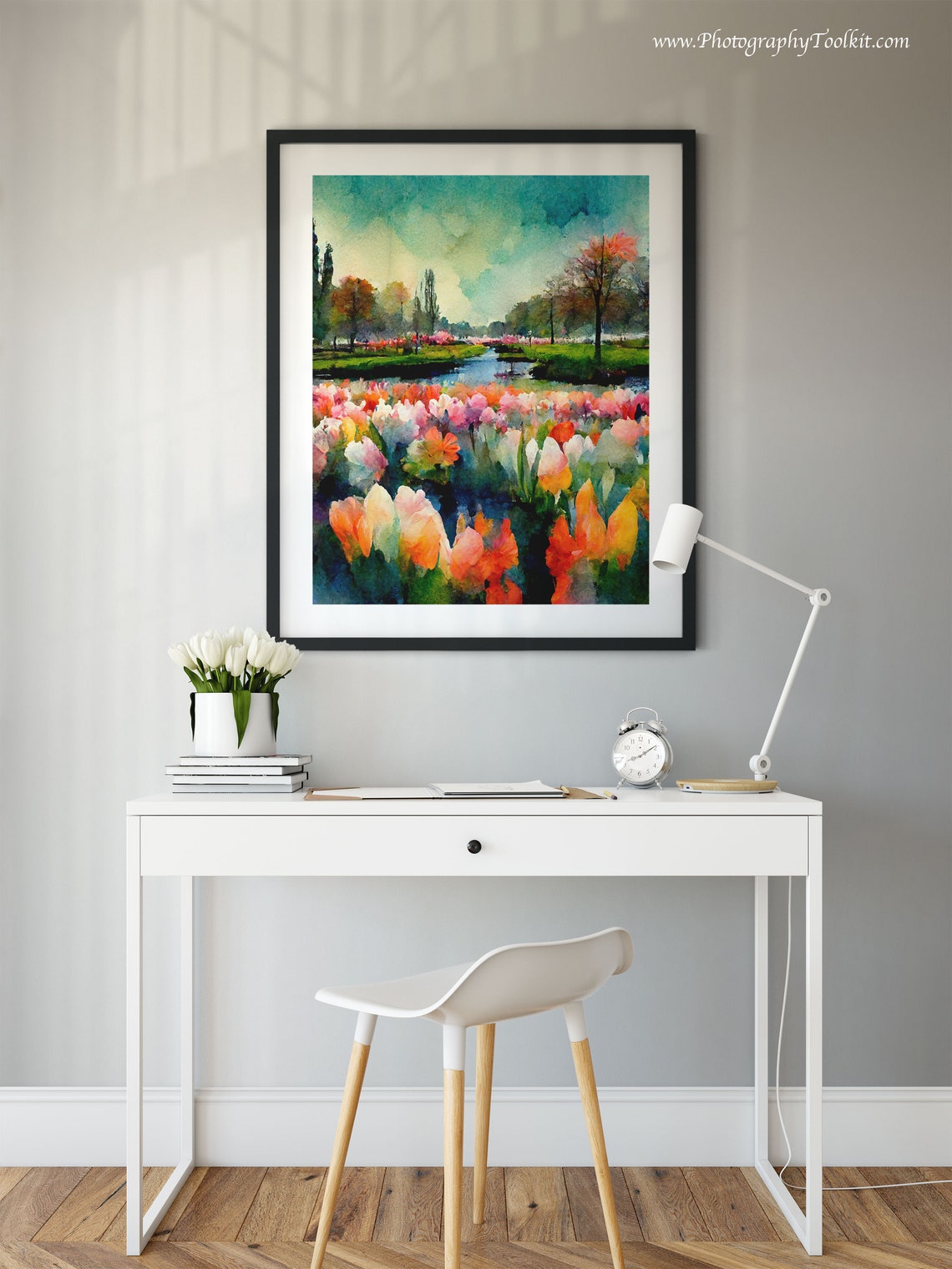 Keukenhof Tulip Field Print Netherlands Poster Flower Field Art Print Scandinavian Wall Art Countryside Flower Field Flower Field Print - Image 2