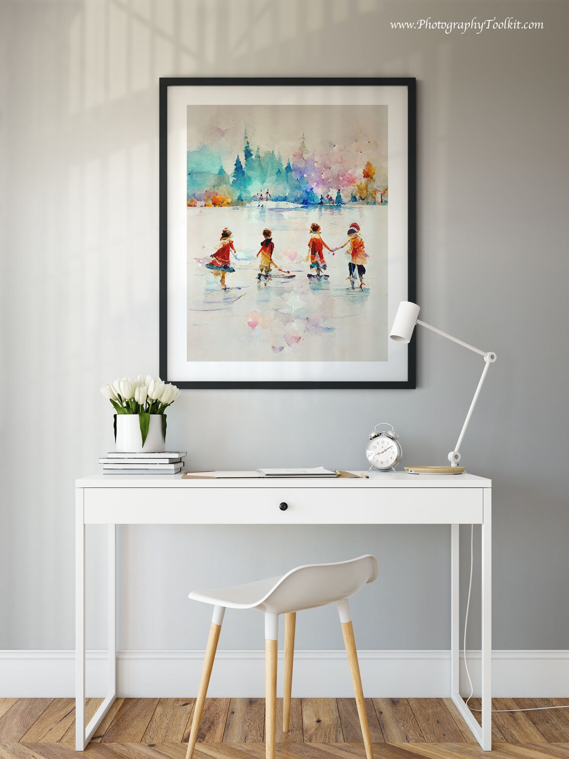 People Ice Skating Christmas Winter Wall Art Print - Image 2