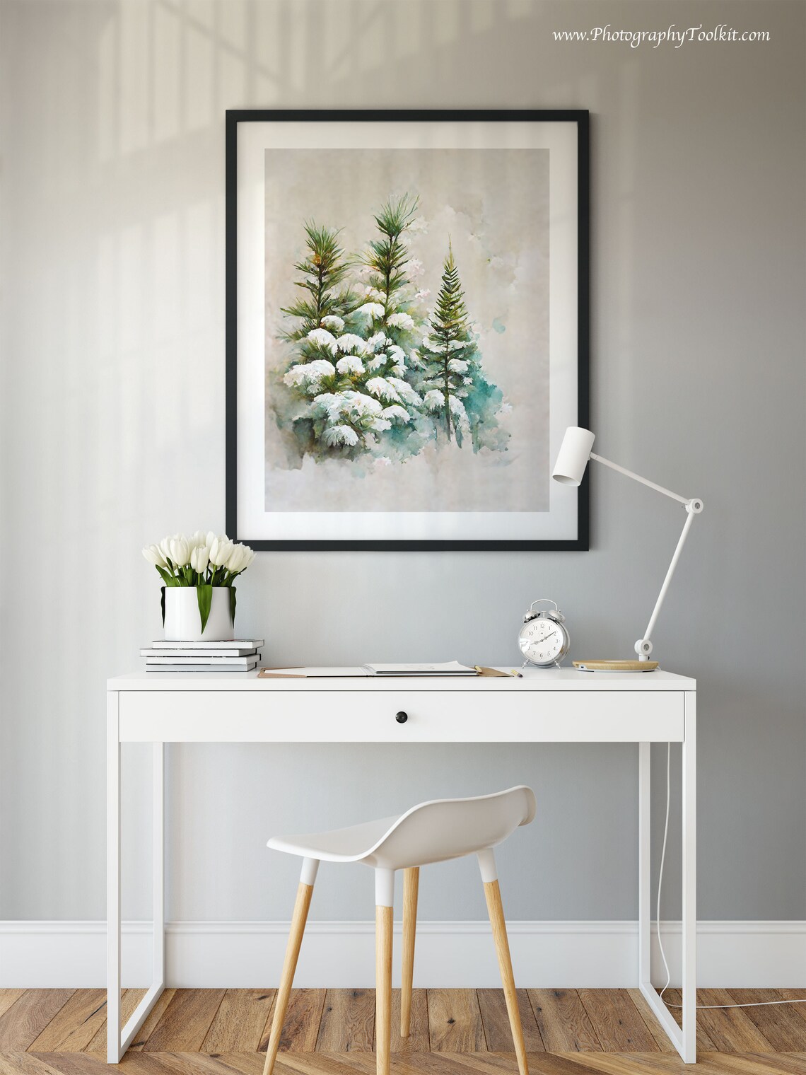 Snowy Trees Winter Landscape Art Print - Image 2
