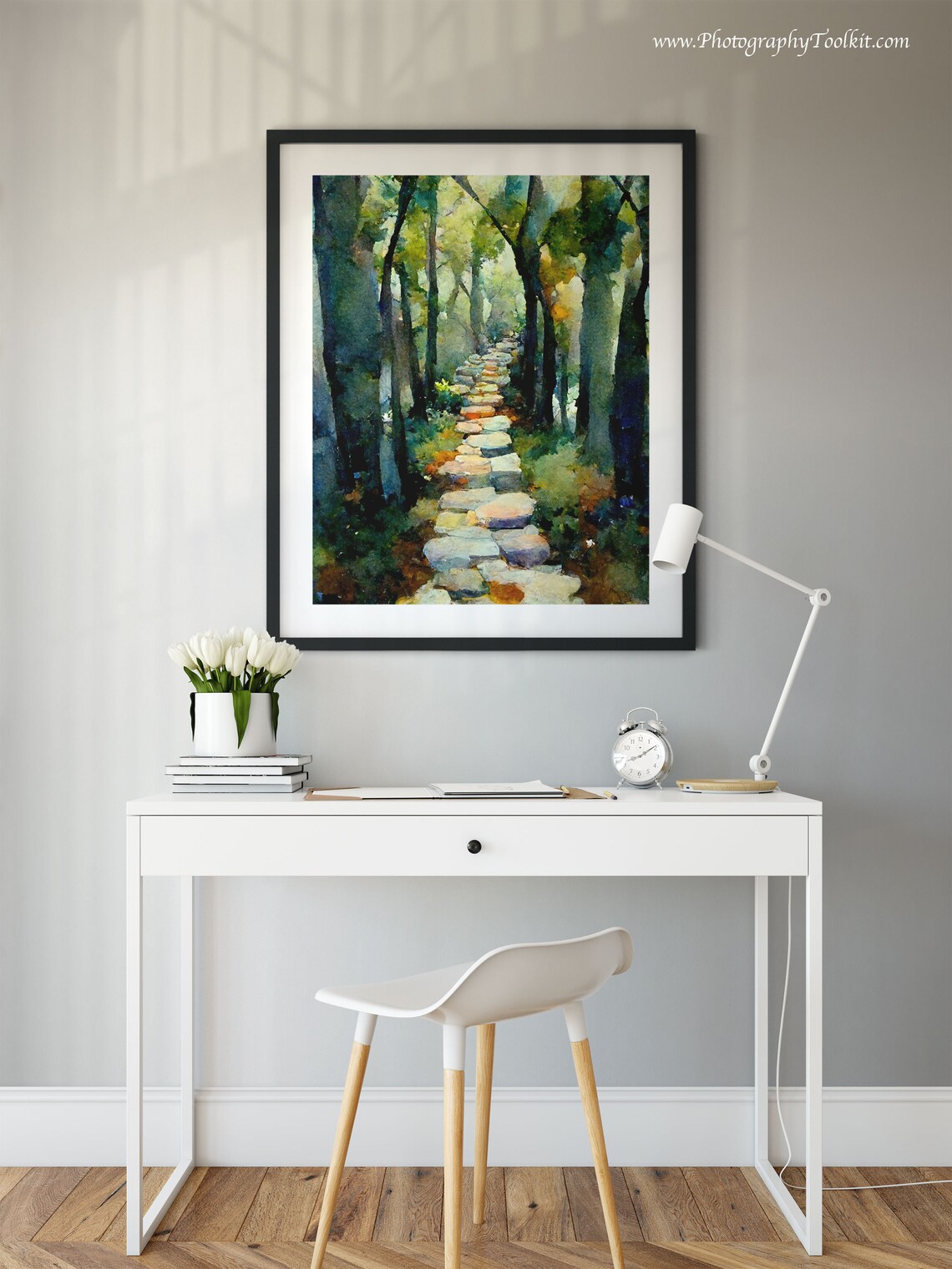 Forest Path Watercolor Tree Wall Art, Sycamore - Image 2
