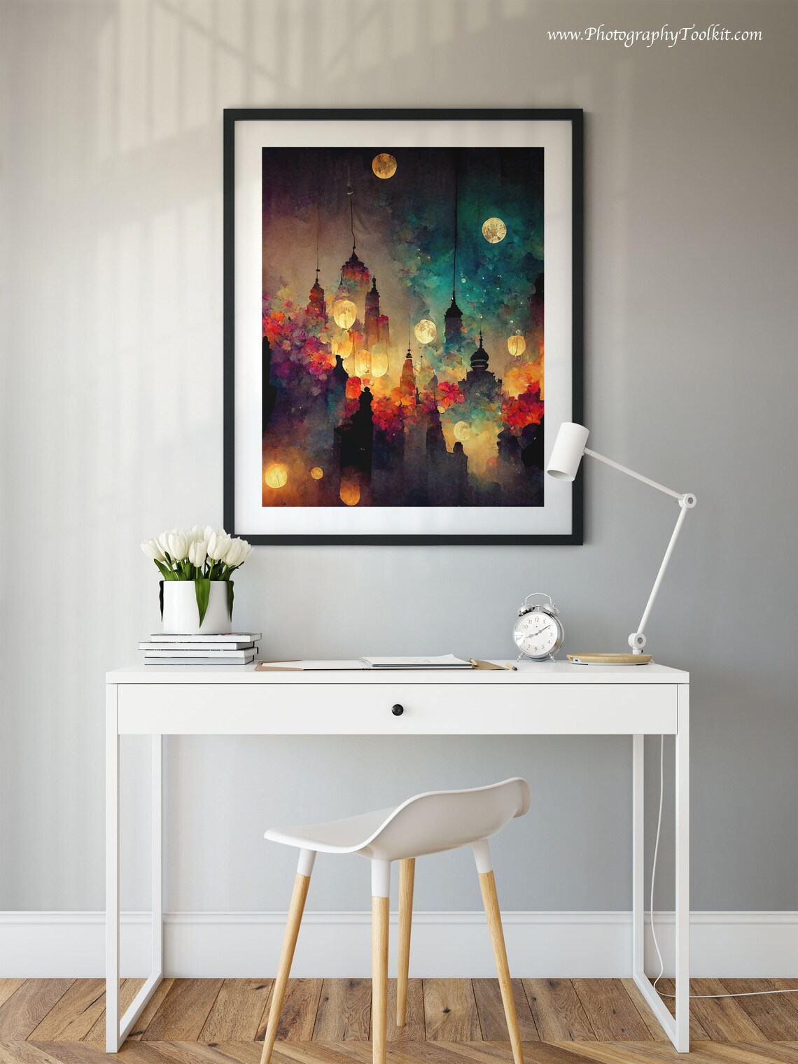 Night Sky Full Moon Moon Phase Wall Art Print - Image 2