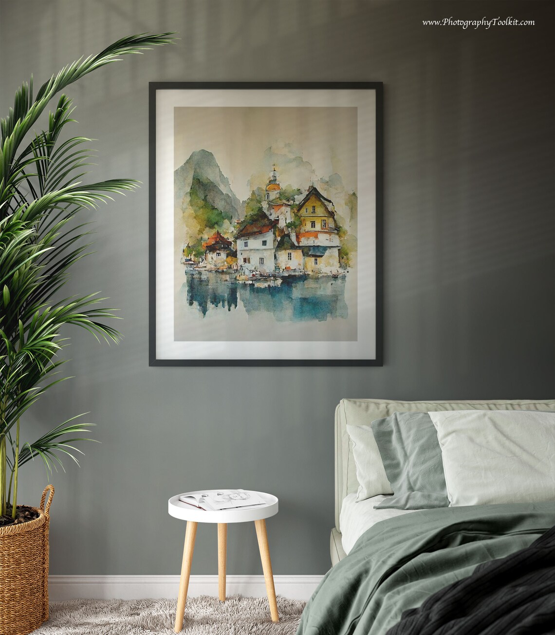 Hallstatt Austria Lakeside Village Charm Scenic Watercolor Poster - Image 3