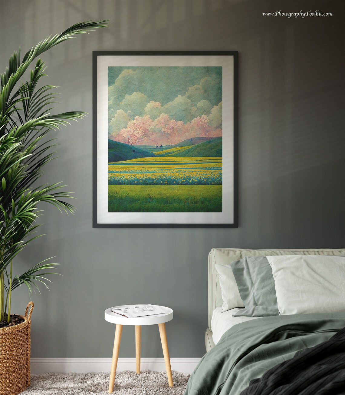 Spring Meadow Painting Vintage Landscape Print - Image 3