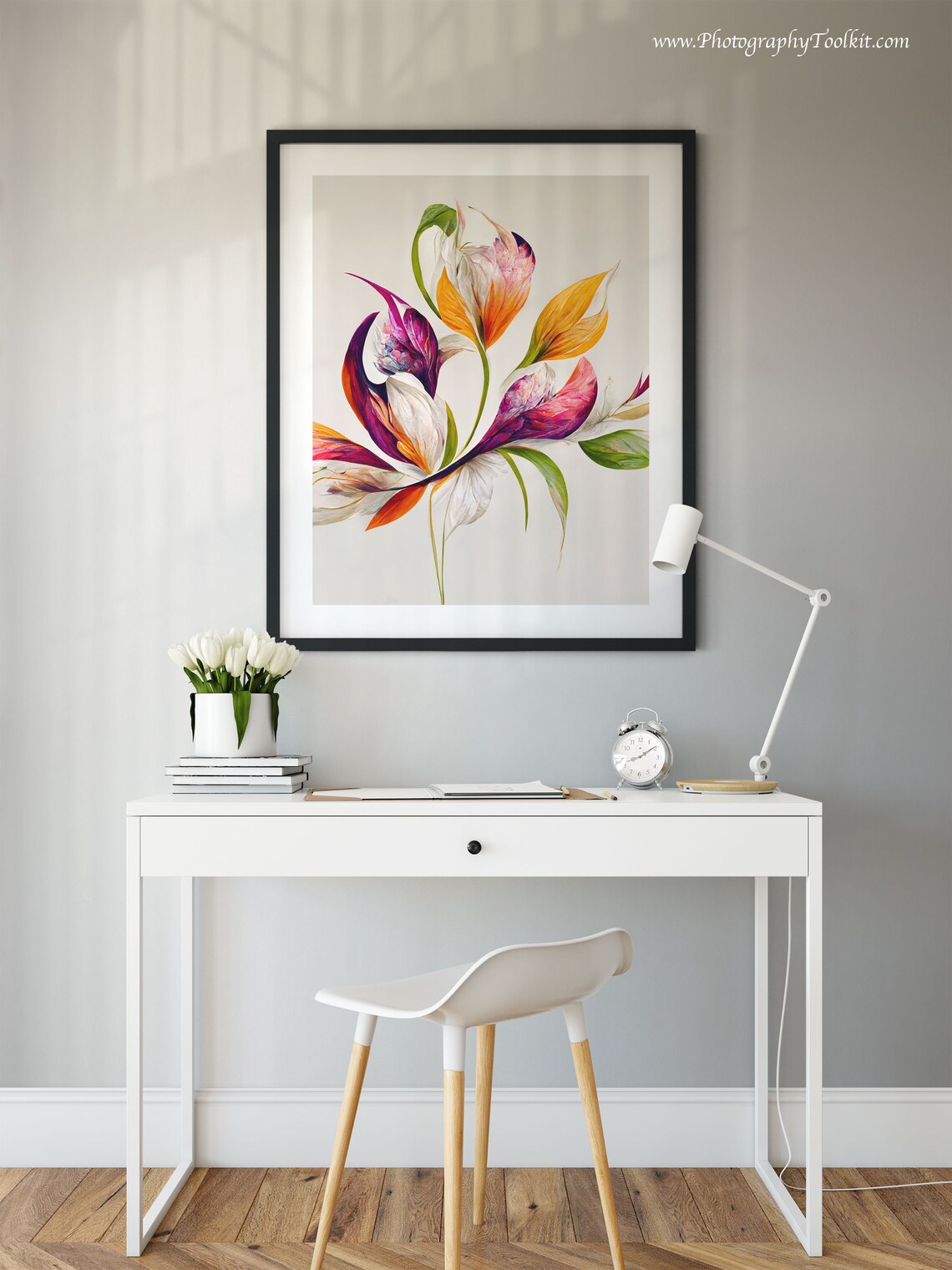 Bold Floral Abstract Magenta Orange Petals Modern Botanical Art Print - Image 2