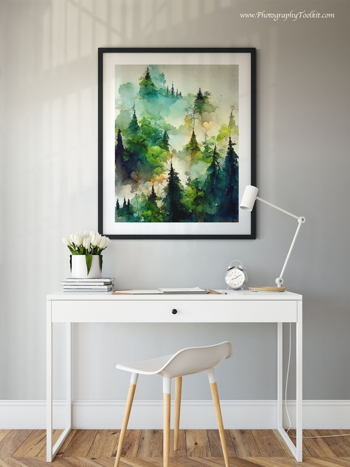 Winter Forest Watercolor Landscape Art Print - Image 2