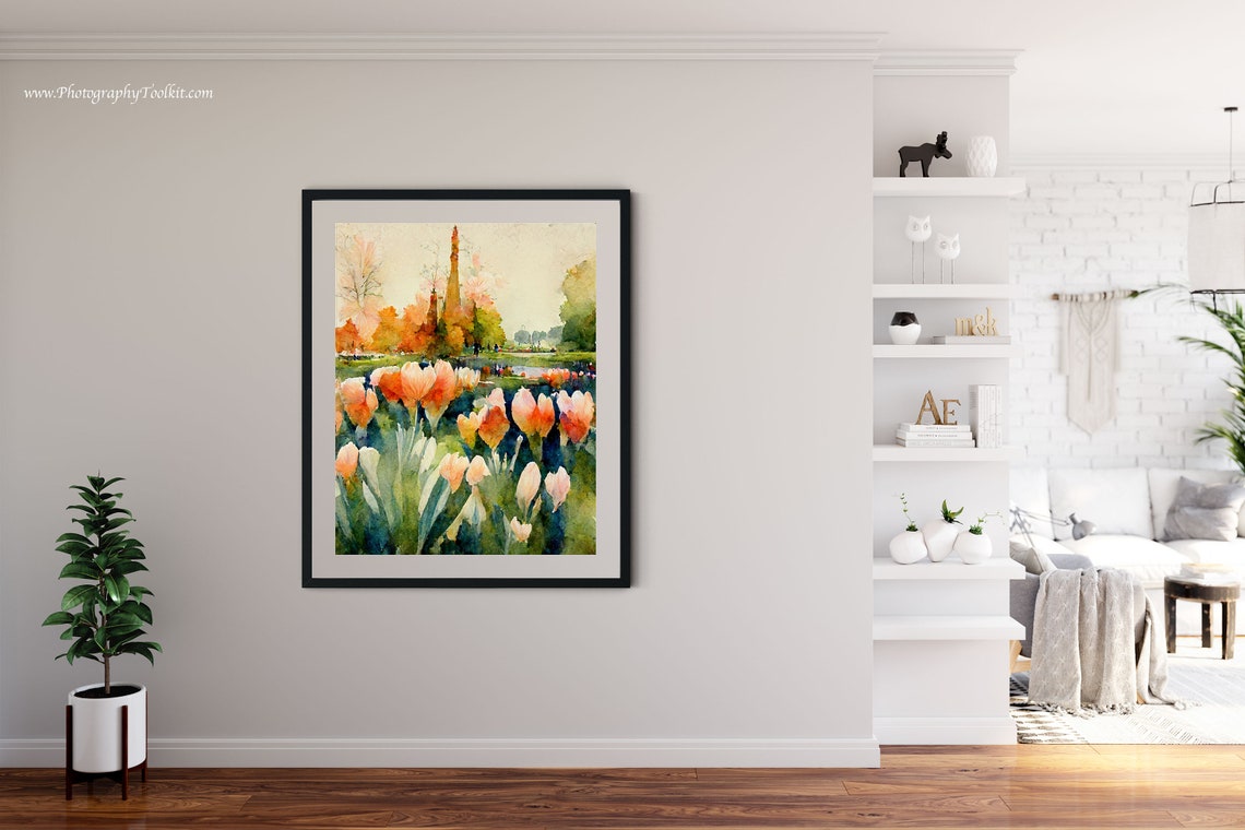 Keukenhof Tulip Field Print Netherlands Poster Flower Field Art Print Scandinavian Wall Art Countryside Flower Field Flower Field Print - Image 4