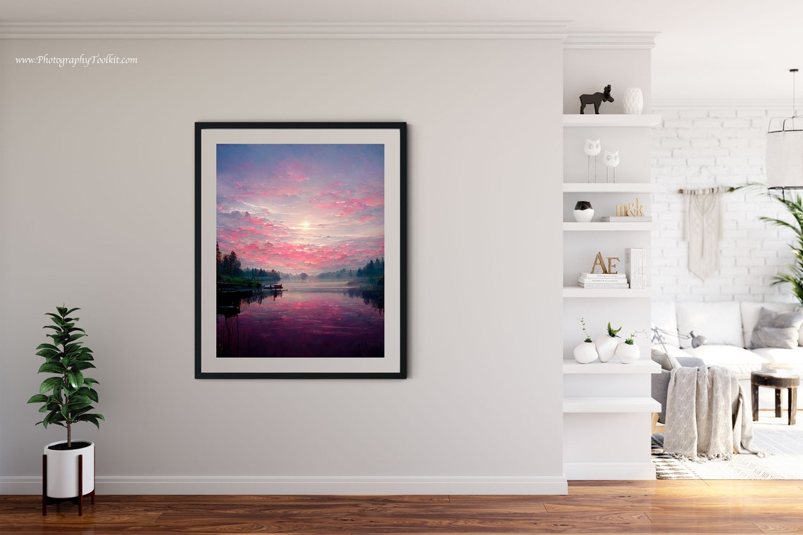 Shore Line Print Lake District Print Vintage Lake Print Nature Landscape National Park Print Travel Print Lake House Painting - Image 4