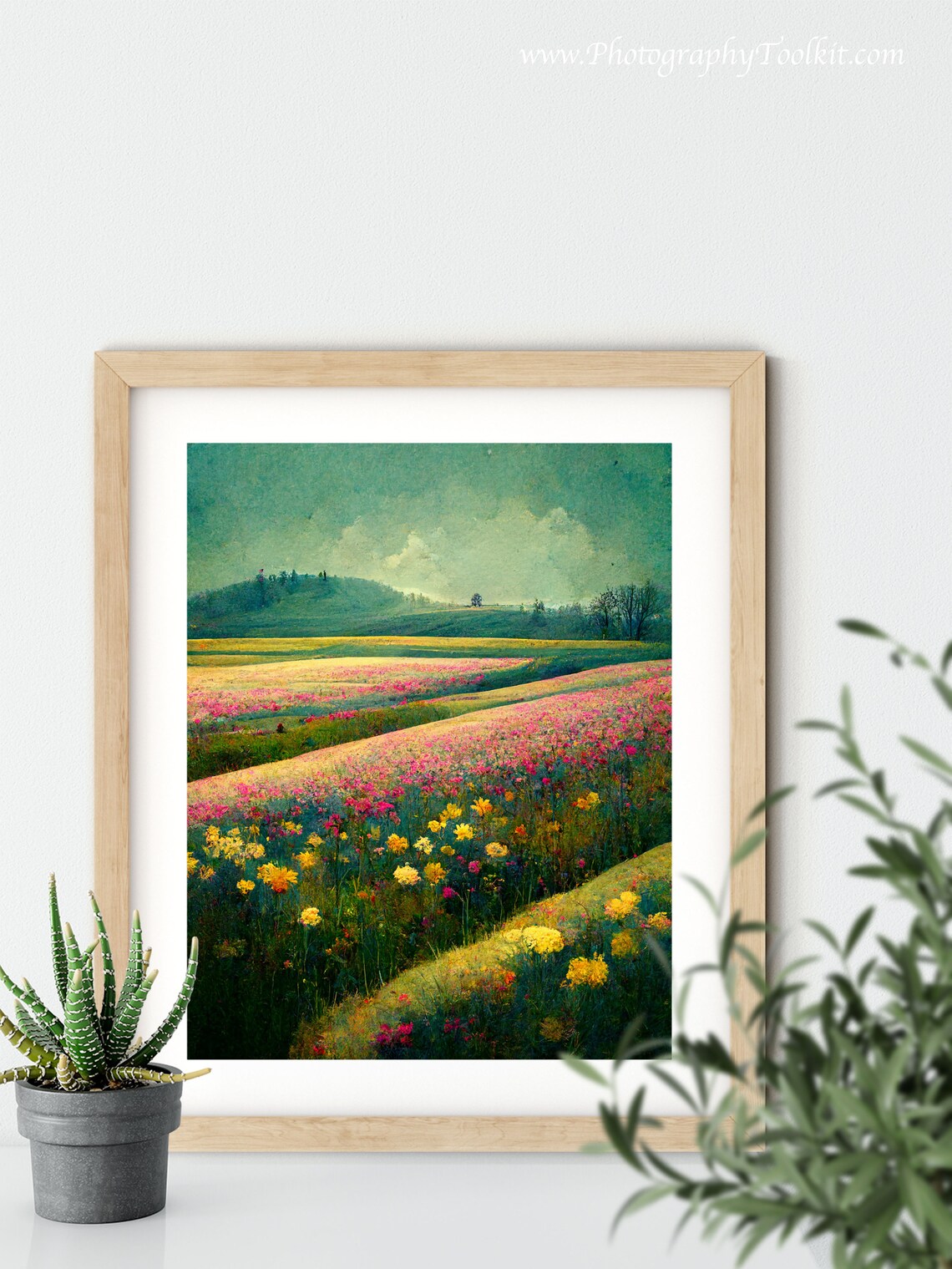 Pink and Yellow Wildflower Fields Stretching to the Horizon Poster - Image 5