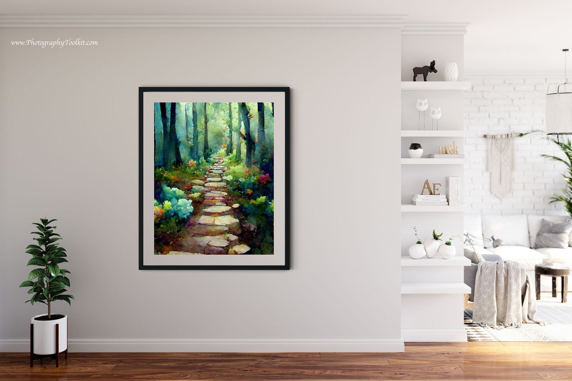 Forest Path Print Tree Wall Art Forest Print Adventure Art Print Forest Watercolor Forest Wall Art Sycamore Path Print Wilderness Art - Image 4