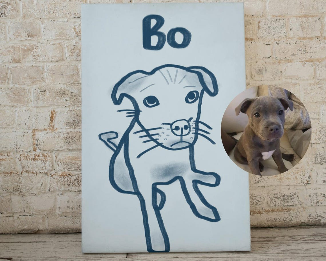 Best Cat Mom Gift Badly Drawn Pet Portrait Dog Art Unique Print Modern Preppy Funny Drawing Personalized Custom - Image 3
