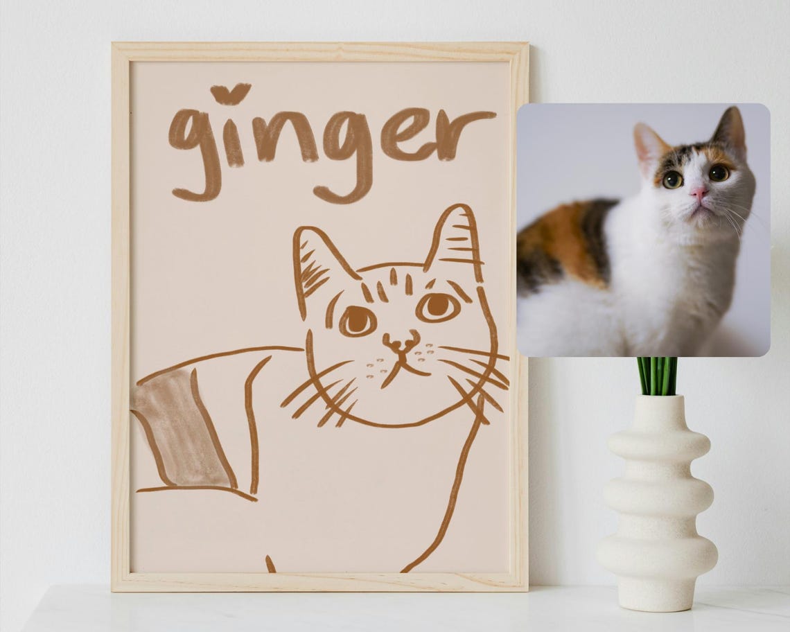 Cute Badly Drawn Pet Portrait Personalized Custom Cat Unique Poster Dog Cutest Mom Gifts - Image 4