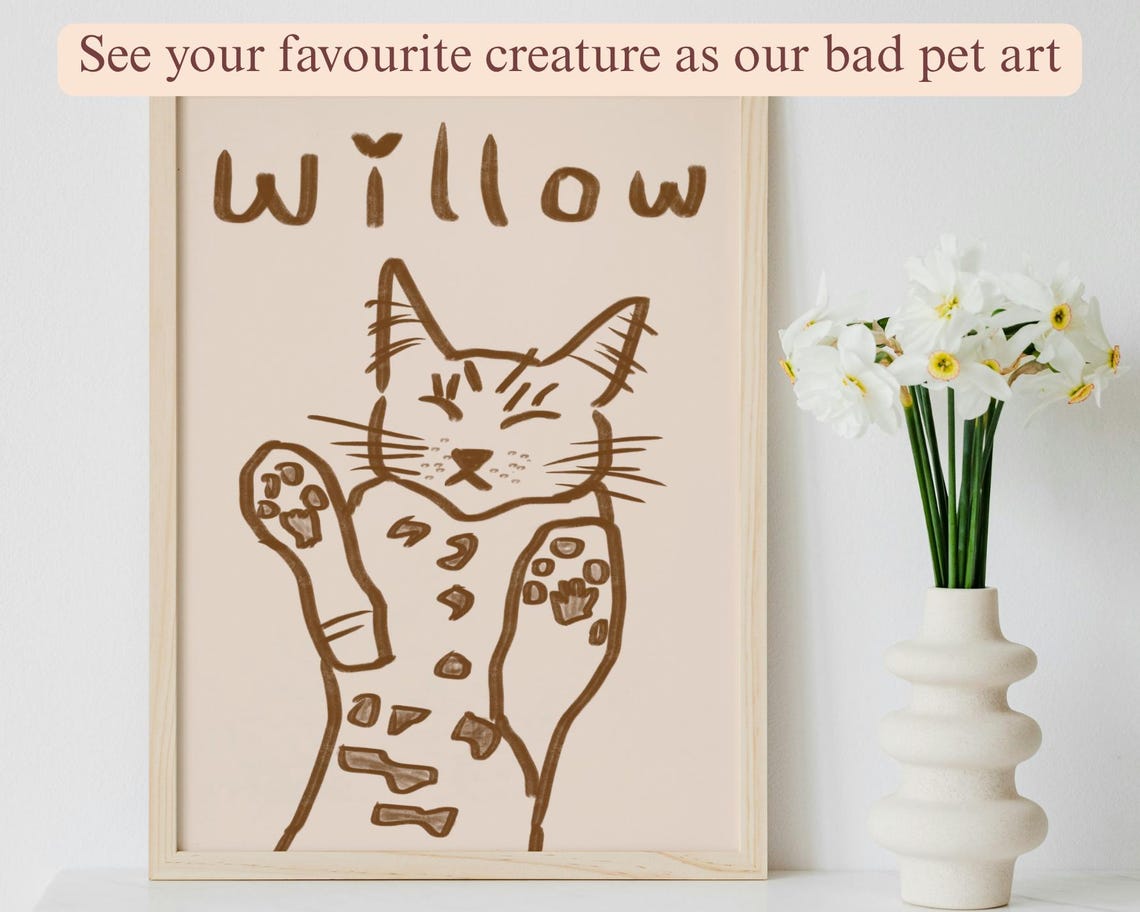 Cute Badly Drawn Pet Portrait Personalized Custom Cat Unique Poster Dog Cutest Mom Gifts - Image 2