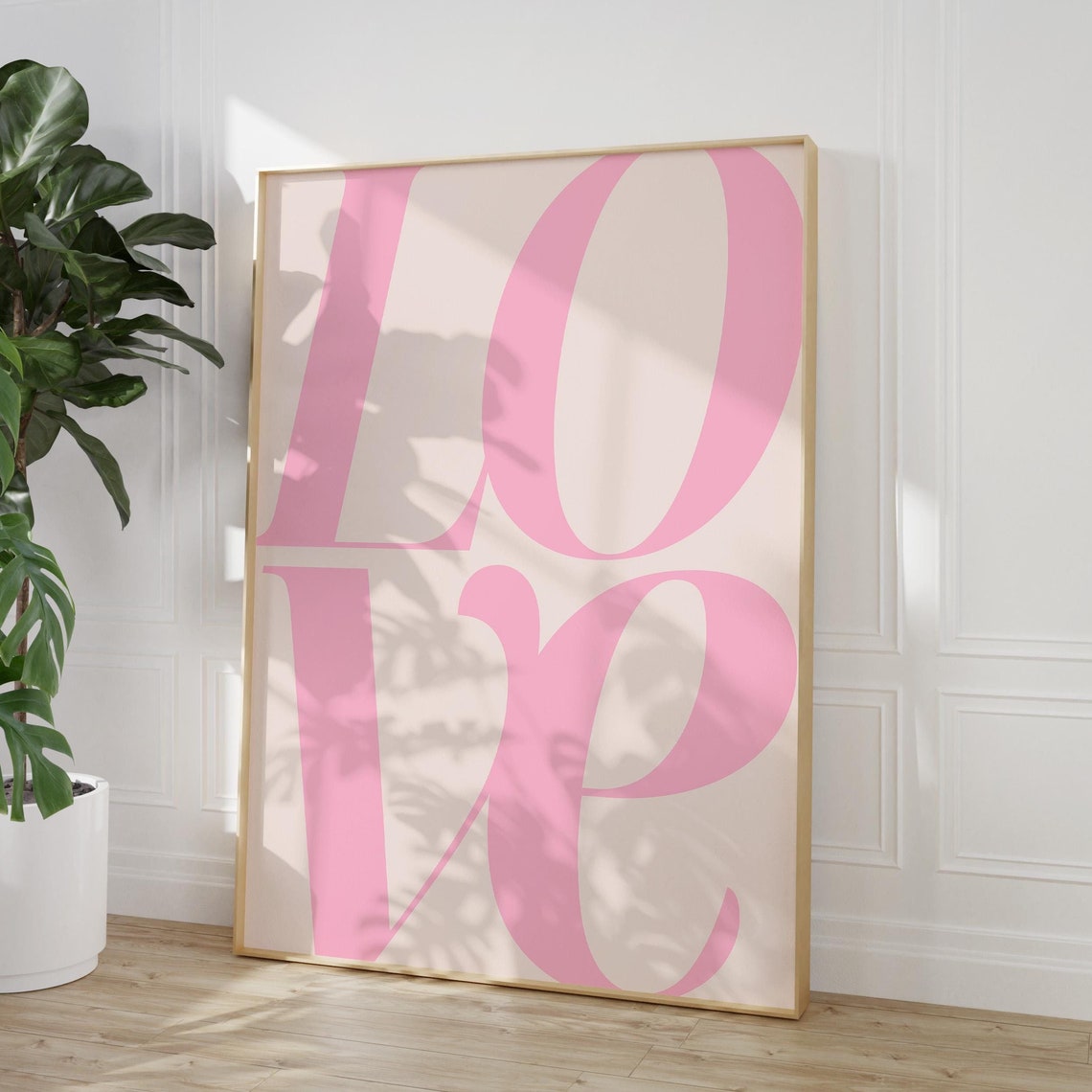 Soft Pink Minimalist LOVE Script Typography Pastel Wall Poster