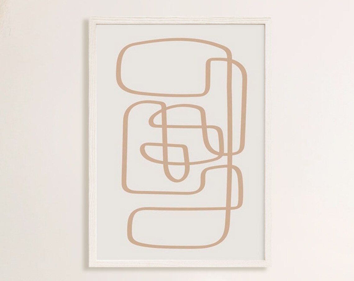 Abstract Line Art Beige Print, Minimalist Boho Decor - Image 3