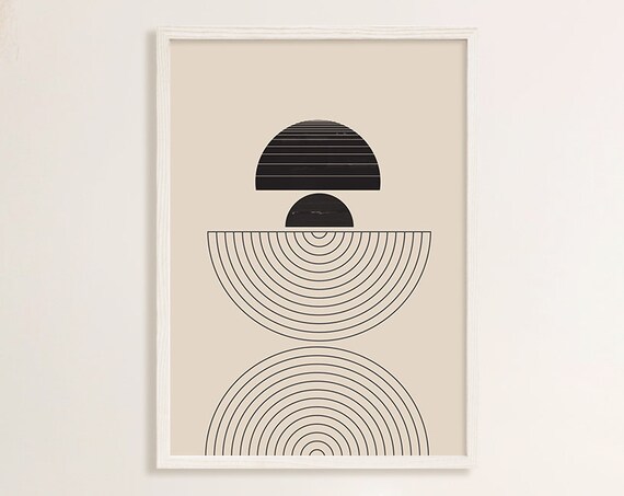 Modern Abstract Art Black Geometric Line Art Mid Century Line Art Abstract Wall Art Minimalist Print Living Room Wall Art Wall Decor