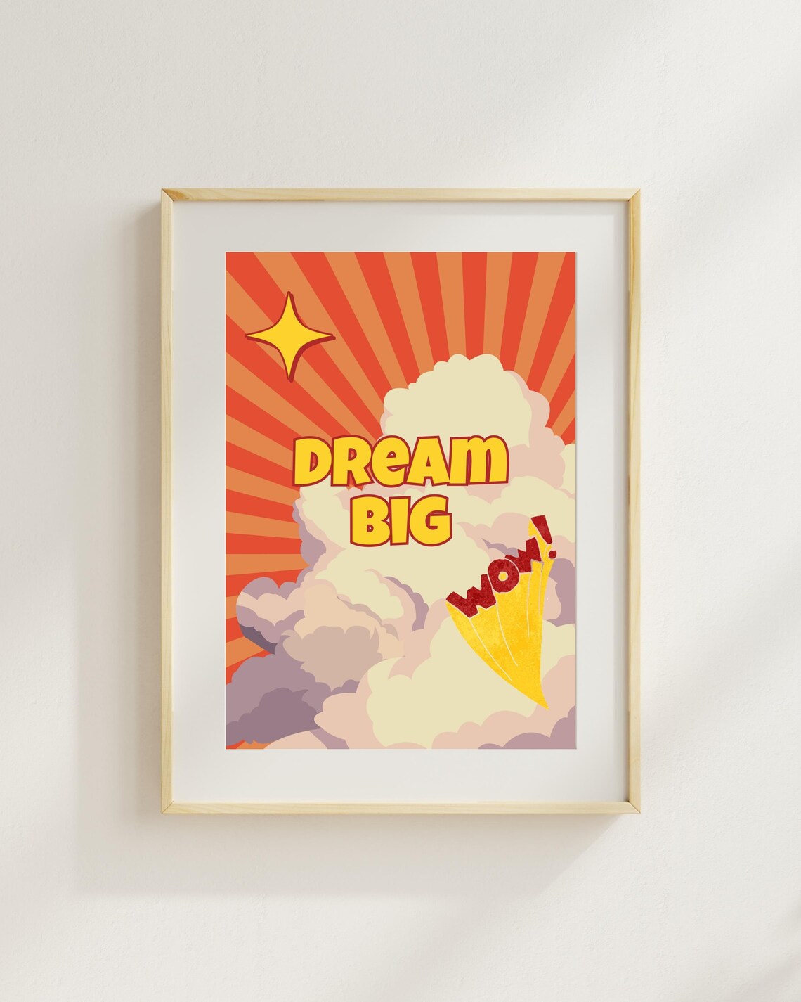 Dream Big Retro Sunshine Cloud Poster