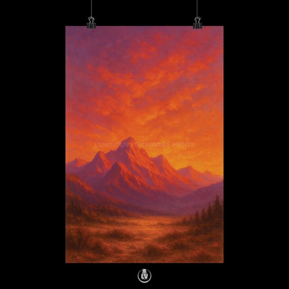 Mountain Sunset Art Poster Stunning Wall Decor Nature Lover Gift Home Landscape Artwork Calm And Inspiring Apls 25