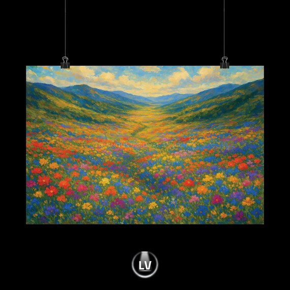 Artistic Floral Posters, Vibrant Landscape Art Print