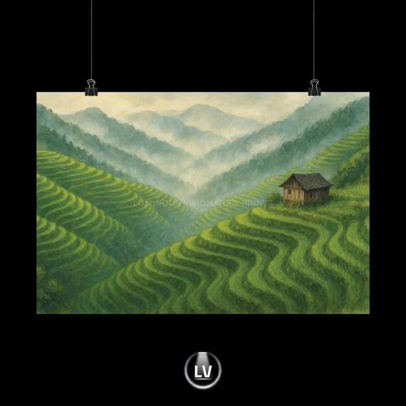 Longji Rice Terraces Serene Landscape Poster