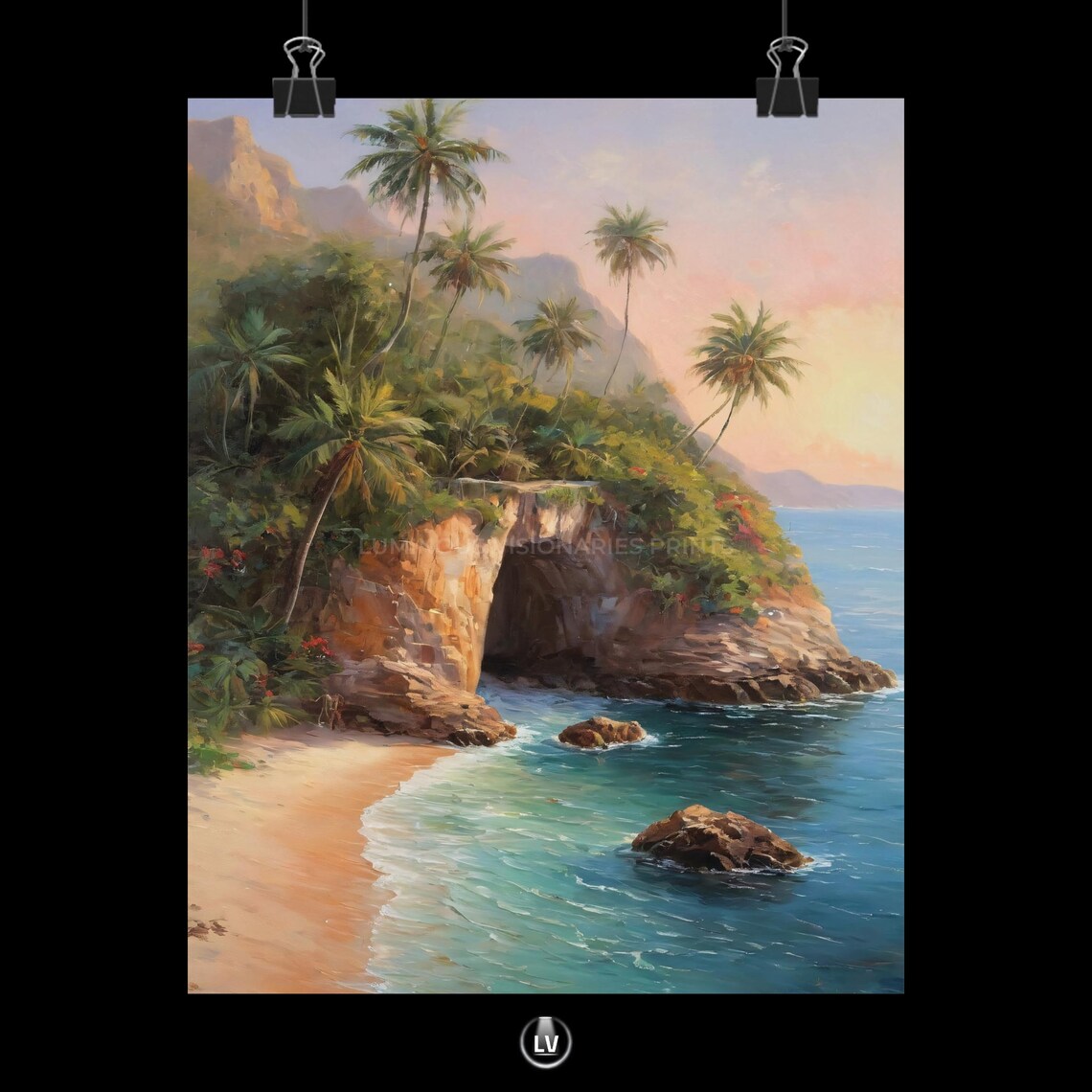Tropical Landscape Poster, Beach Wall Art
