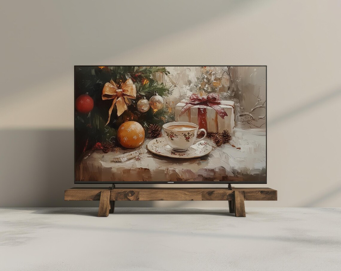 Vintage Christmas Frame Tv Art For Frame Tv Vintage Oil Painting Instant Frame Tv Art Christmas Holiday Frame Tv Art For Tv - Image 2