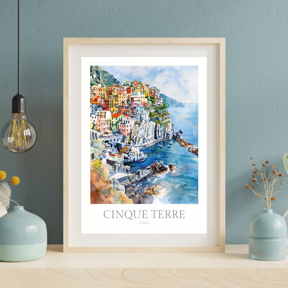 Cinque Terre Watercolor Poster, Italy Travel Poster - Image 2