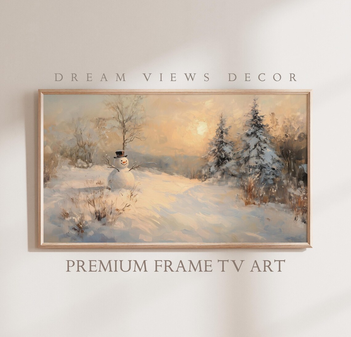 Snowman Vintage Painting Christmas Art Print