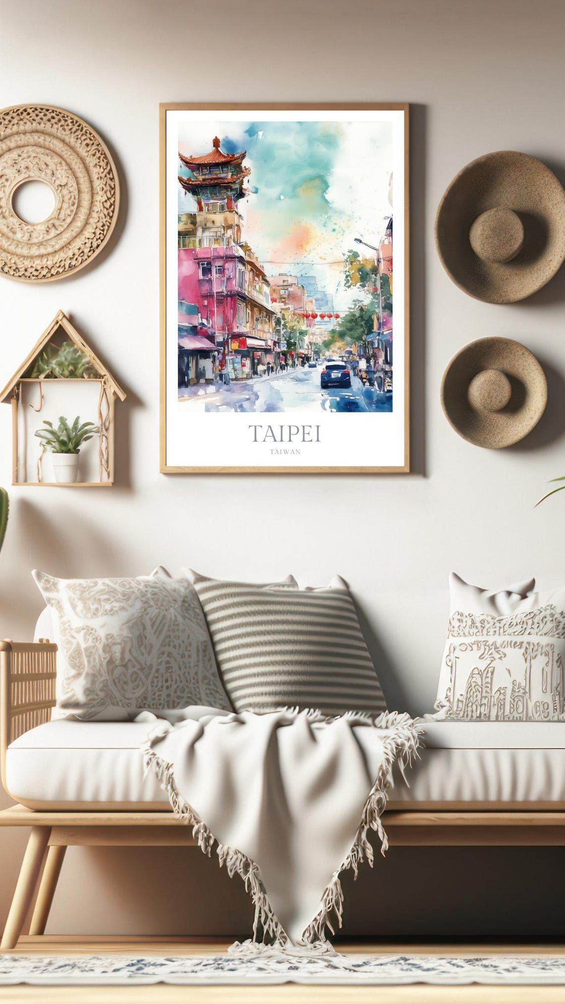 Taipei City Print Watercolor Poster Taipei Wall Art Home Decor Print Taiwan Poster Print Taiwan Travel Art Print - Image 3