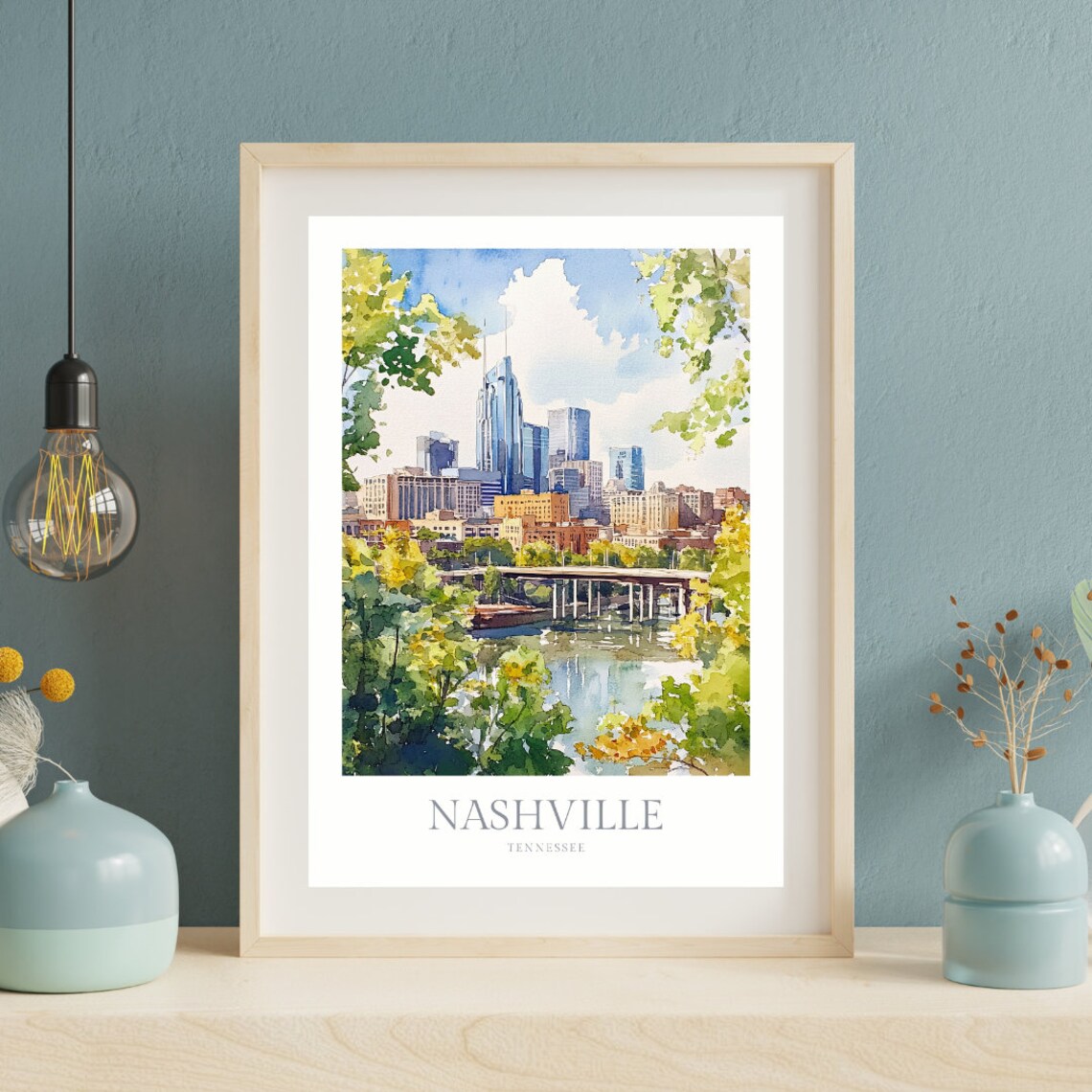 Nashville Tennessee Watercolor Art Print, Travel Poster - Image 2