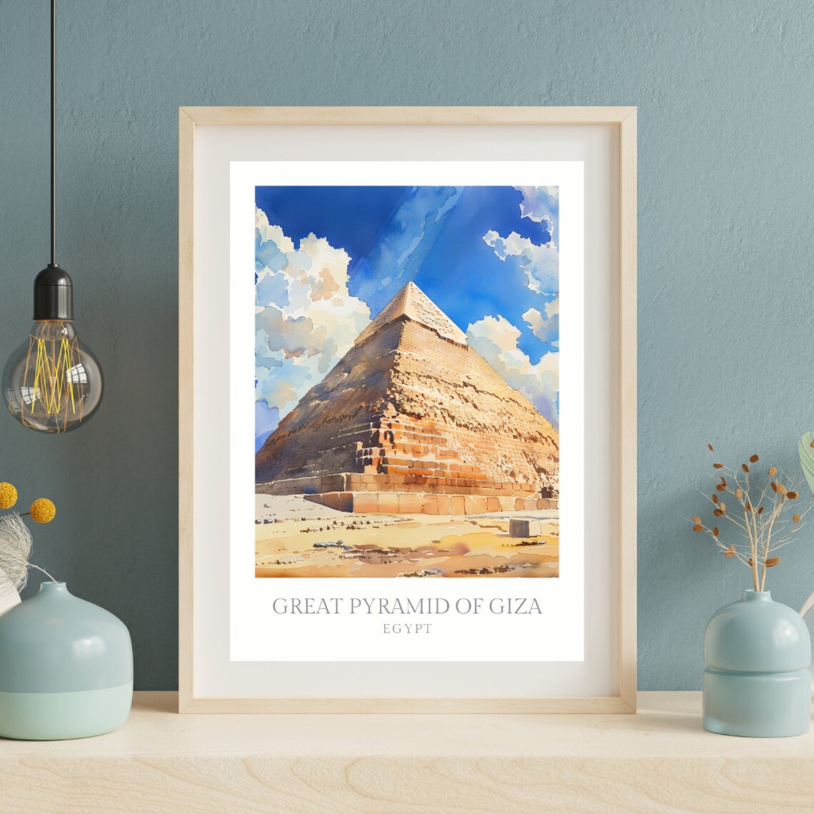 Great Pyramid of Giza Watercolor Travel Poster - Image 2