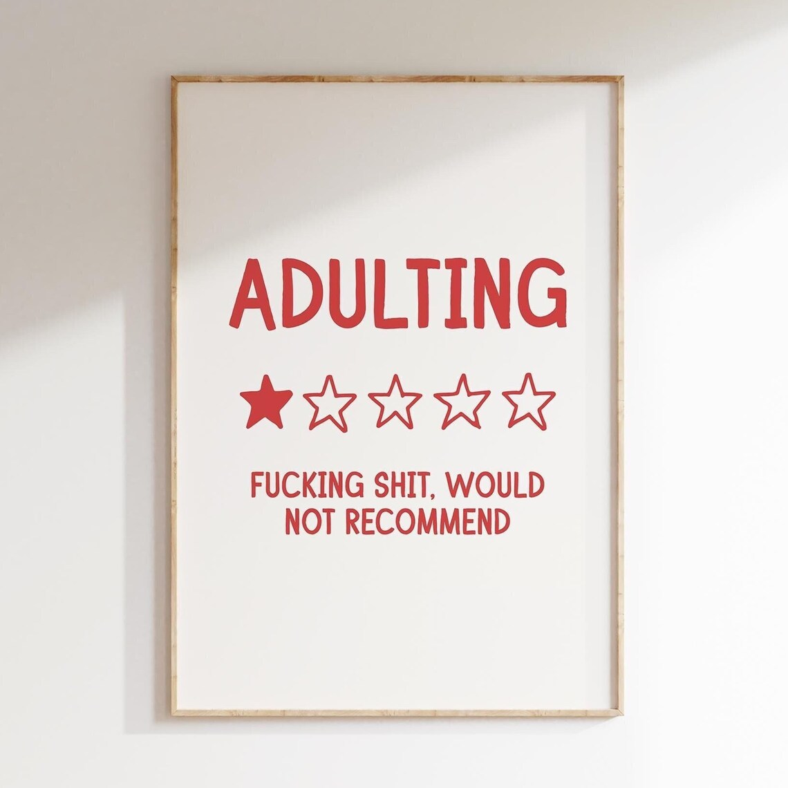 Adulting Rating Sign Funny Quote Art Print - Image 3