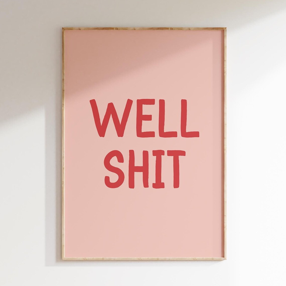 Well Shit Funny Pink Swear Quote Retro Minimalist Bathroom Poster - Image 3