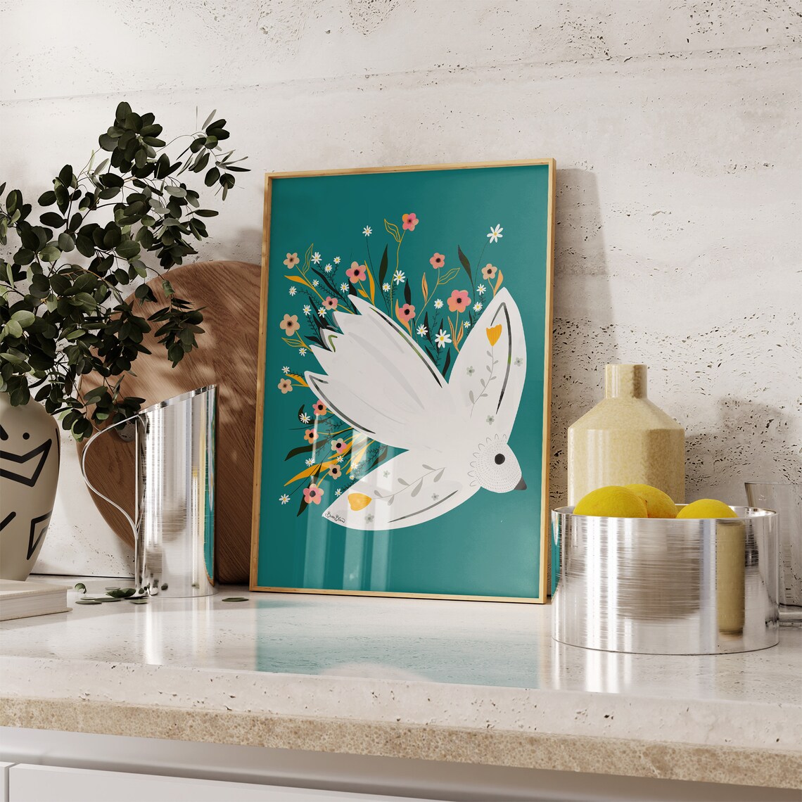 Bird Floral Illustration, Bold Maximalist Art Print - Image 6
