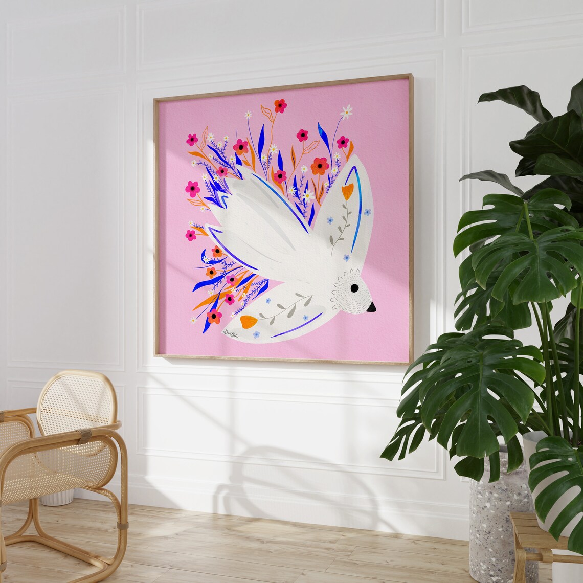 Pink Seagull Bird Wall Art, Boho Poster Print - Image 4