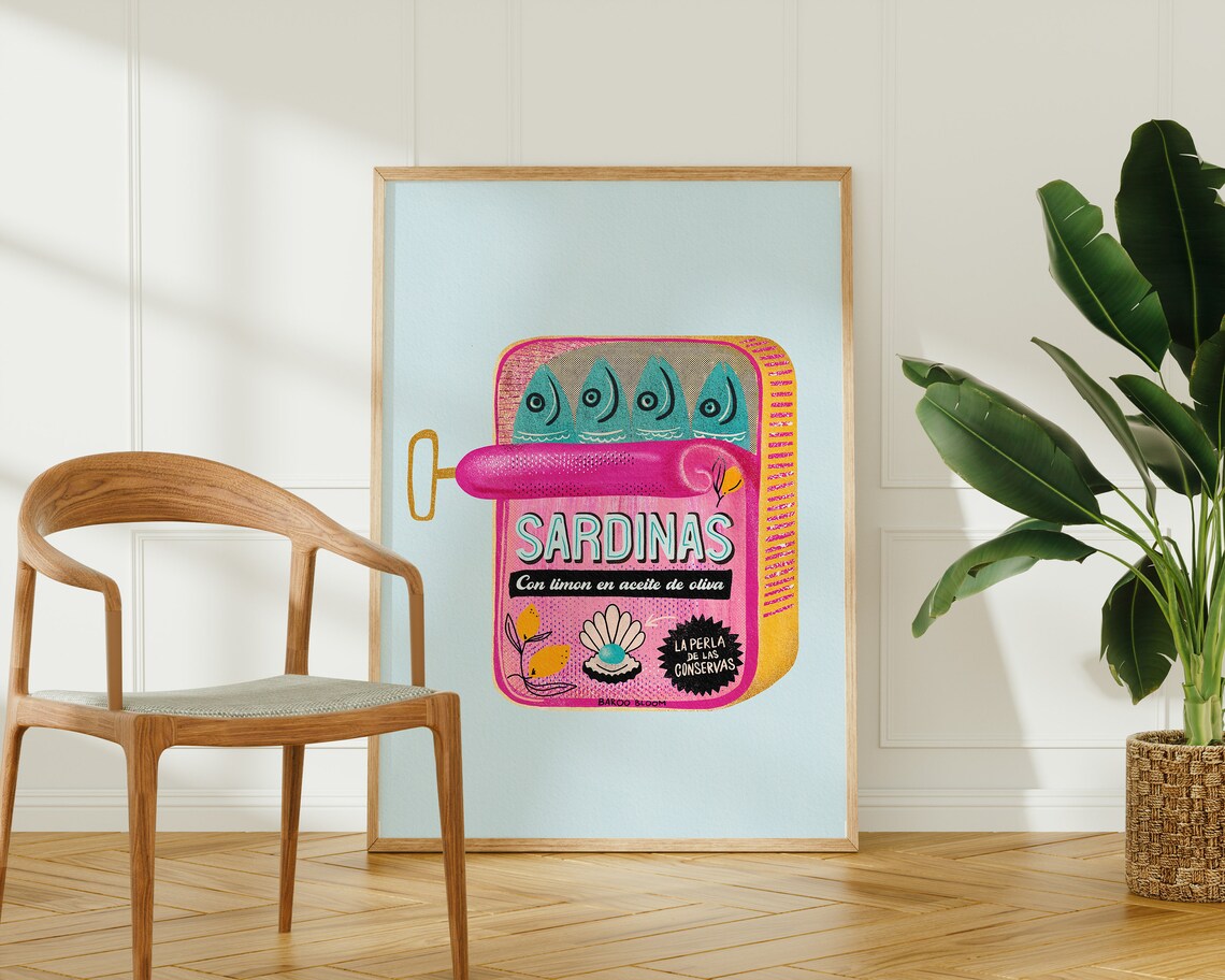 Sardines Tin Vintage Poster, Retro Packaging Art Print - Image 8