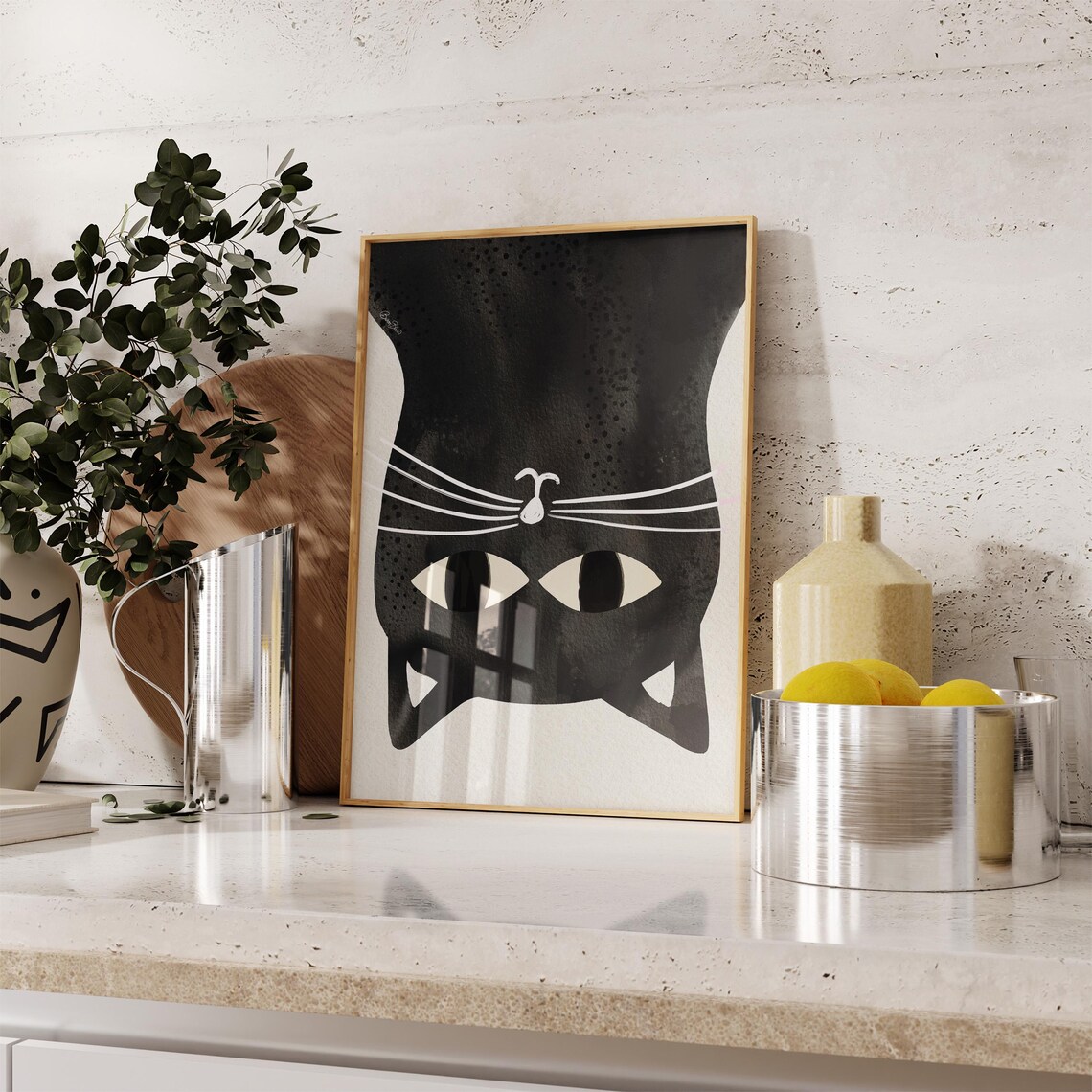 Black Cat Watercolor Wall Art, Abstract Cat Print - Image 7