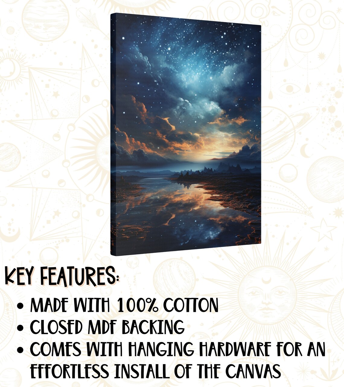 Mystical Night Sky Art Print, Starry Sky Scenery - Image 2