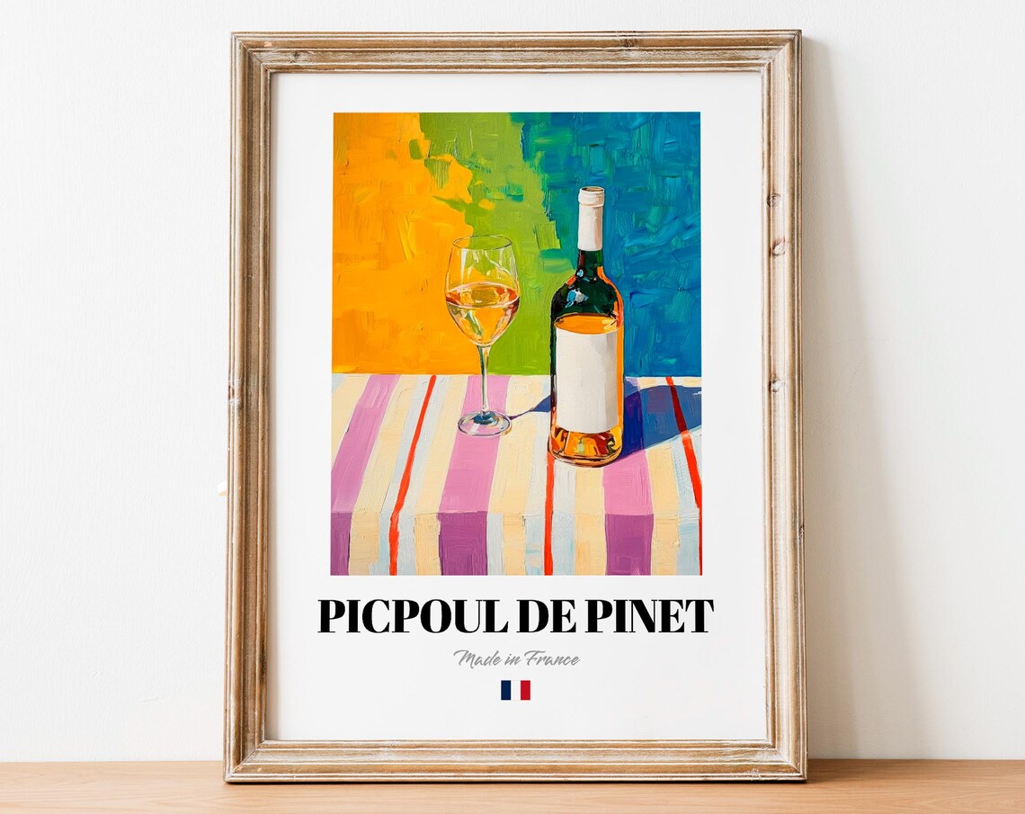 Picpoul de Pinet French White Wine Still Life Kitchen Poster