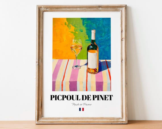 Picpoul de Pinet French White Wine Still Life Kitchen Poster
