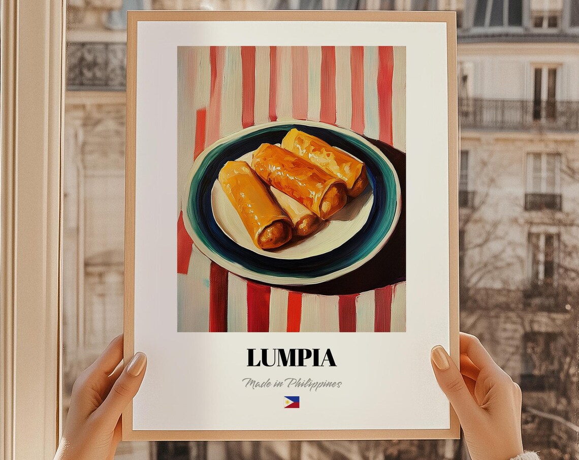 Lumpia Filipino Crispy Spring Rolls Food Illustration Kitchen Wall Decor Poster