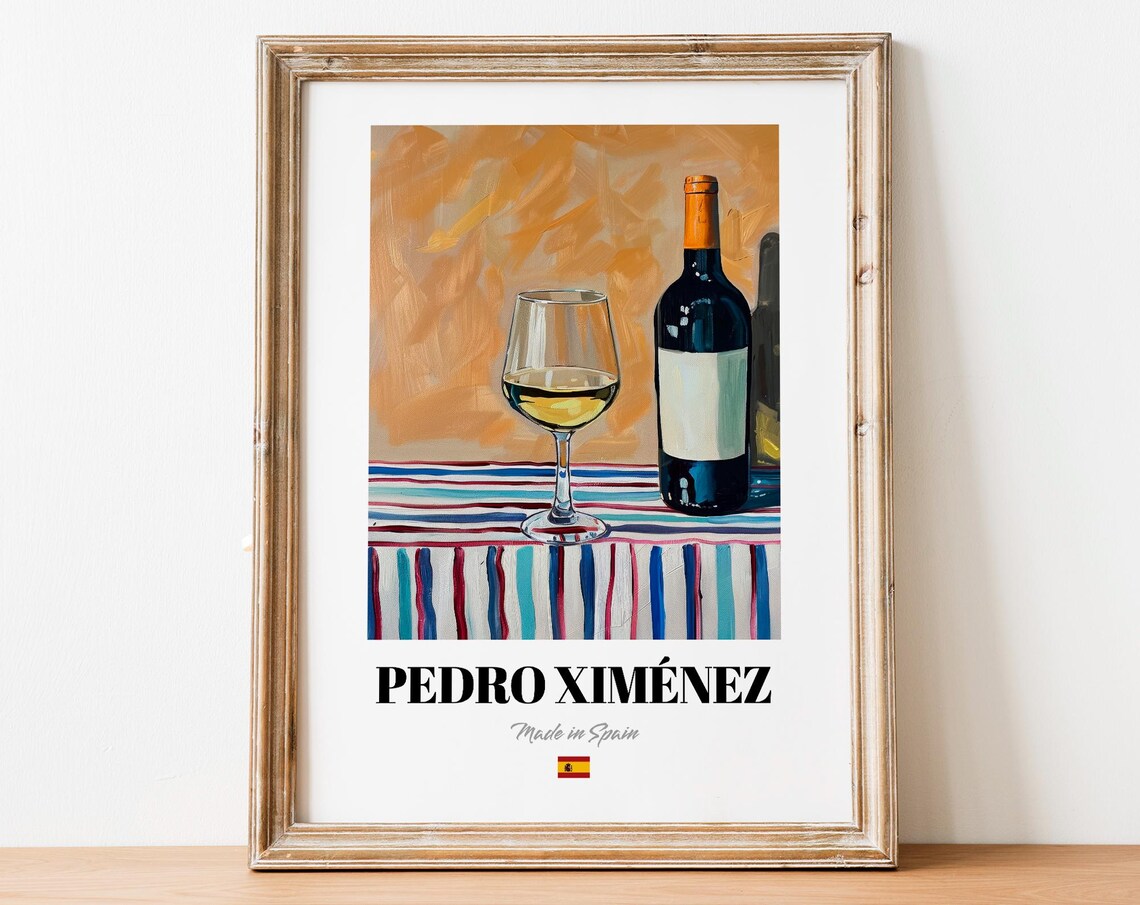 Spanish Pedro Ximnez Art Print Poster Sweet Sherry Artwork For Bars And Restaurants