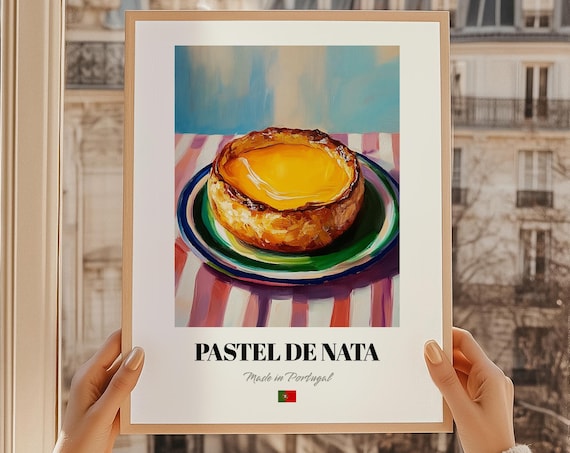 Pastel De Nata Portuguese Custard Tart Close Up Dessert Poster