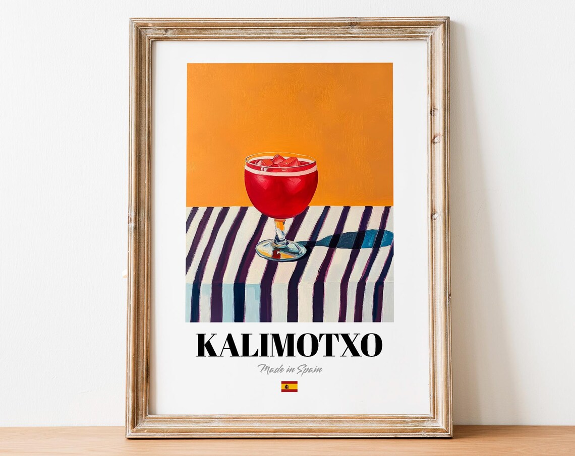 Vintage Kalimotxo Glass Print Poster Boho Cocktail Art For Whimsical Spaces