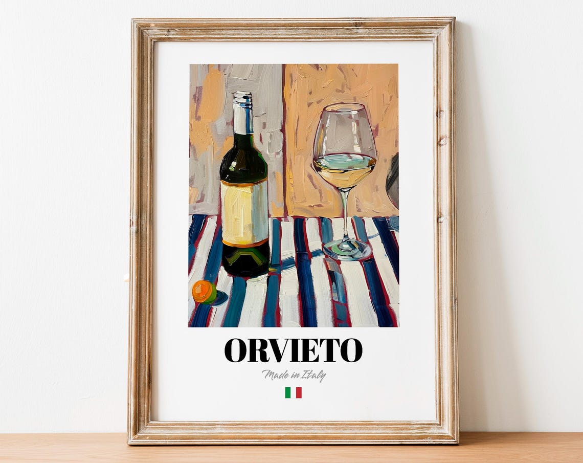 Orvieto Italian White Wine Still Life Simple Painterly Poster