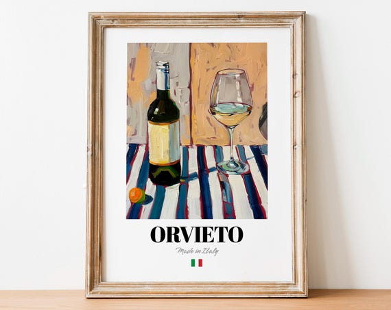 Orvieto Italian White Wine Still Life Simple Painterly Poster