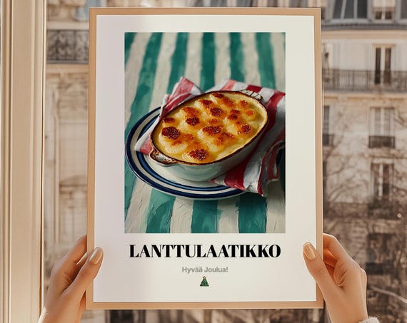 Lanttulaatikko Christmas Wall Art Finnish Food Hyv Joulua Gift Oil Painting Print