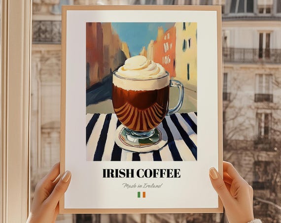 Irish Coffee Kitchen Poster Bar Dcor Wall Art Friend Gift Dining Room
