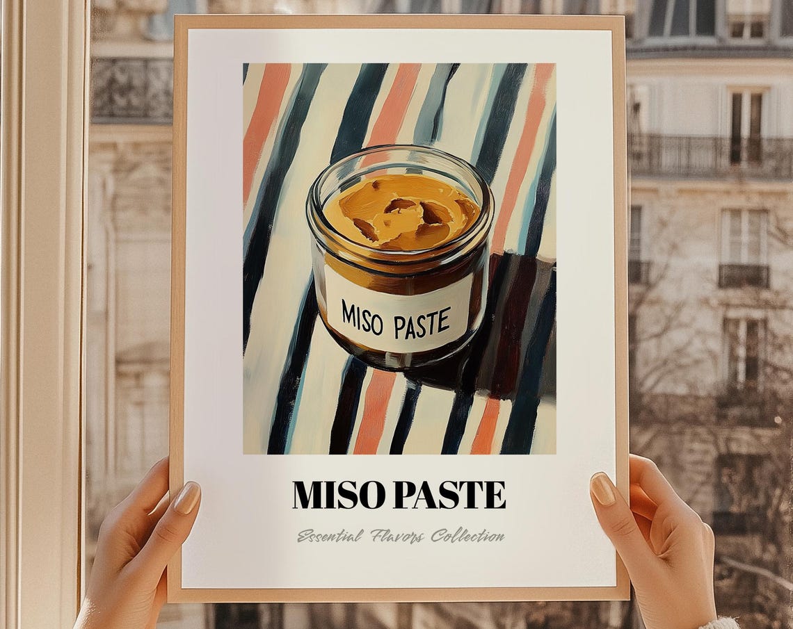 Miso Paste Jar Vintage Grocery Condiment Painting Kitchen Poster
