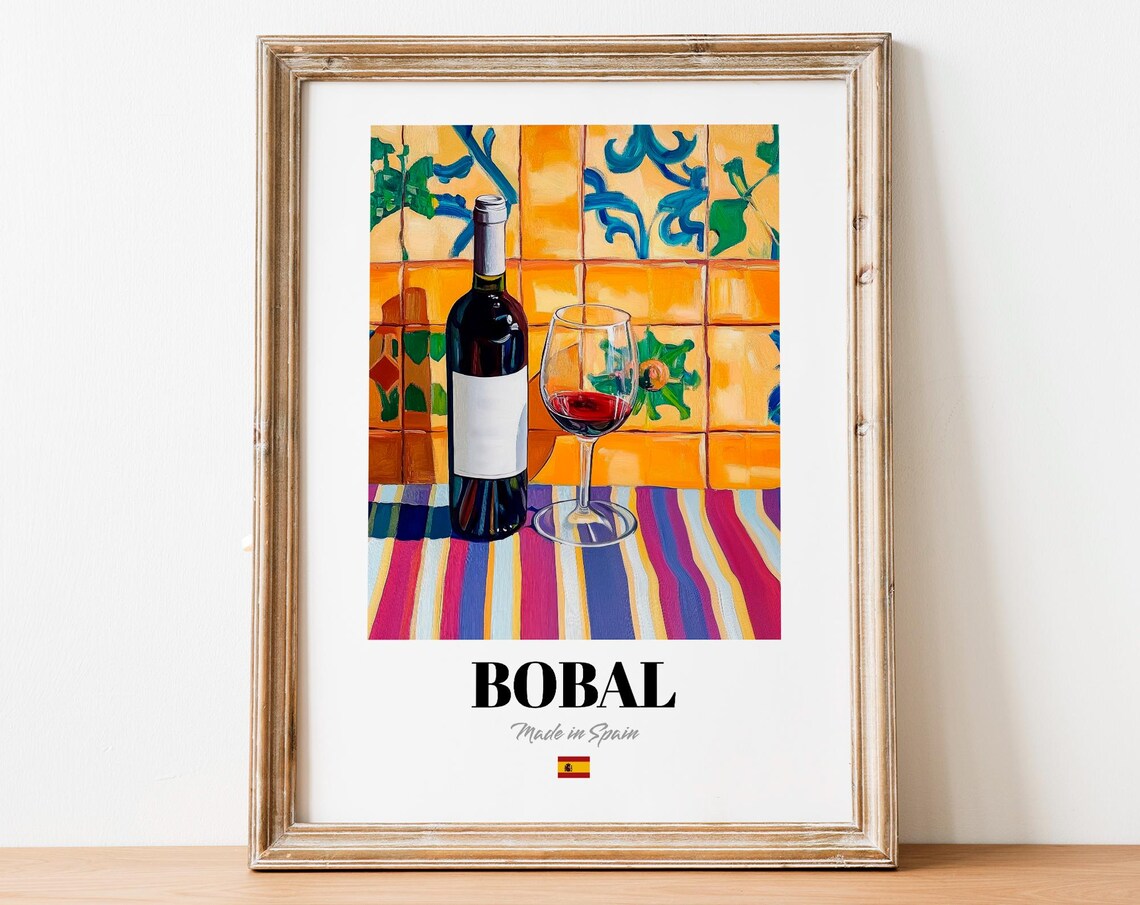 Bobal Wine Wall Art Print Poster Bold Red Artwork For Kitchens